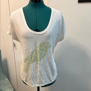 GAP White Tee with Green Bird Design